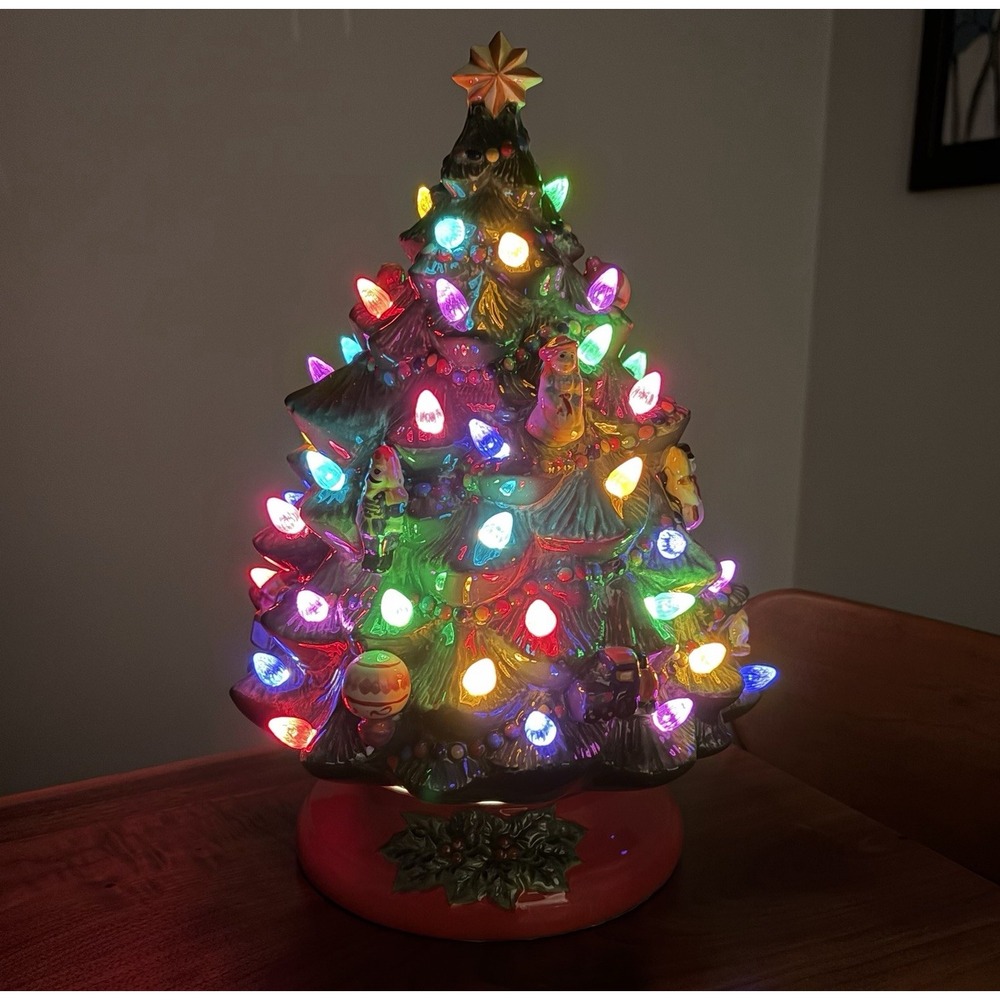 CHRISTOPHER RADKO CERAMIC CHRISTMAS TREE HOLIDAY CELEBRATION LIGHTED IN THE BOX